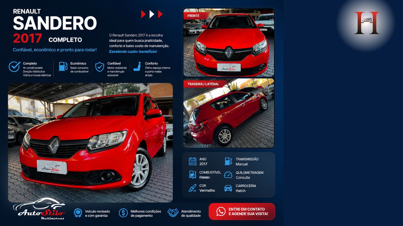 Sandero 2017 Por R$44.800,00